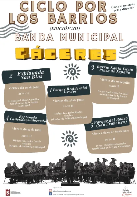 Cartel de Cáceres al fresco. Banda Municipal.